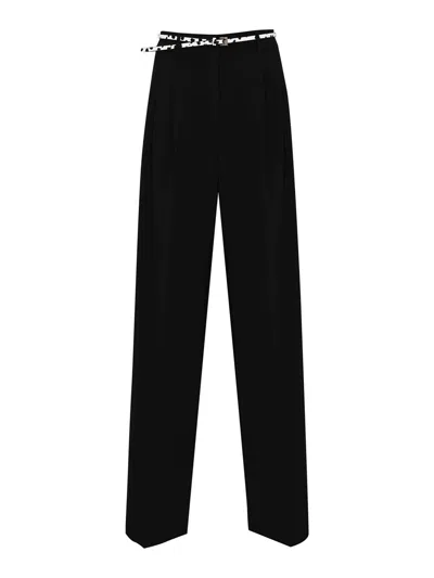 Max Mara Mstcorvino Fluid Trousers In Cady With Belt In Black
