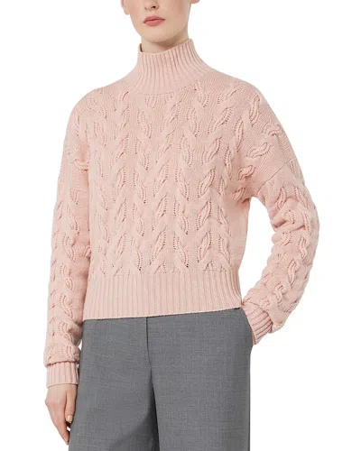 Max Mara Mstcosmo Wool And Cashmere High Neck Sweater In Pink