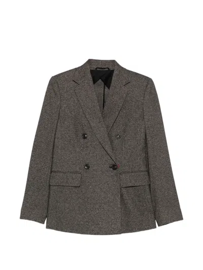 Max Mara Mstcresta Double-breasted Herringbone Blazer In Gray
