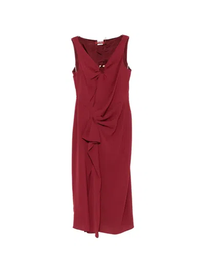 Max Mara Mstdetto Draped V-neck Midi Dress In Burgundy