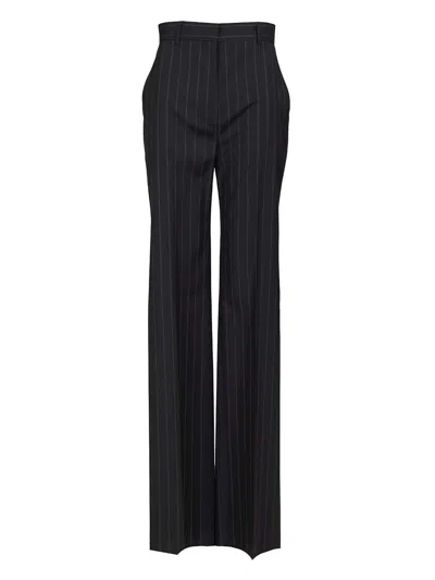 Max Mara Mstenfasi Wool Straight Pants Trousers Blue In Black