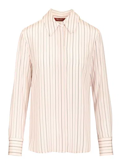Max Mara Mstflirt Silk Striped Shirt Shirts Rose In Multi