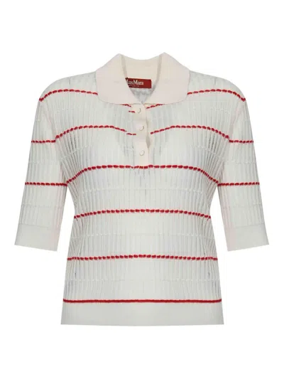 Max Mara Mstgallo Sweater In Wool And Silk Yarn In White