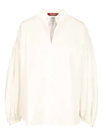 Max Mara Mstginnasta Popeline Embellished Shirt Shirts White