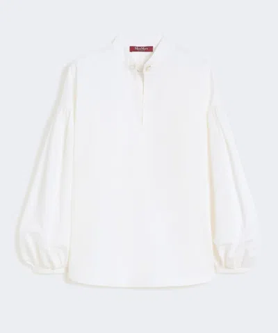 Max Mara Studio Baldili Ramie Canvas Shirt In White
