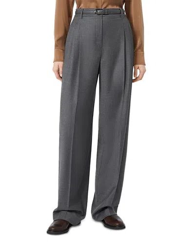 Max Mara Mstlago Wool Wide Leg Pants In Dark Grey