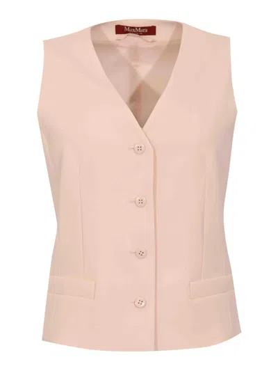 Max Mara Mstmadia Waistcoat In Pink Wool Crepe