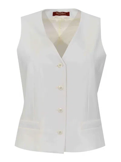 Max Mara Mstmadia Waistcoat In White Wool Crepe