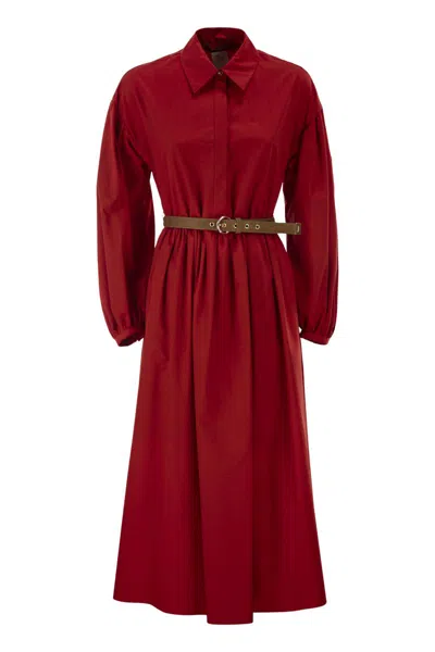 Max Mara Studio Mstmarmo Belted Shirt Dress In Burgundy