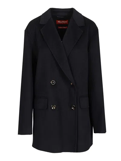 Max Mara Double-breasted Notched-lapels Wool Coat In Blue