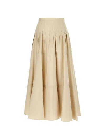 Max Mara Mstopera Pleated Maxi Skirt In Neutral