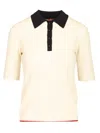 Max Mara Mstoscuri Viscose Knit Ribbed Ss Polo Polo Shirt Multicolor In Neutral