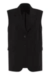 Max Mara Sleeveless Wool Jacket In Black