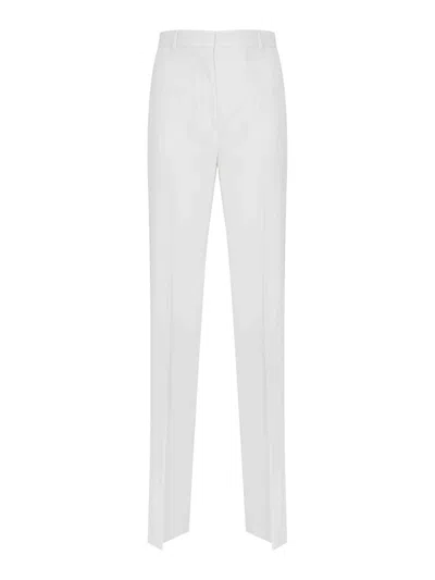 Max Mara Mstquasar Trousers In White Crepe Satin Wool