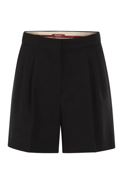Max Mara Mstragazza - Tailored Pure Virgin Wool Bermuda Shorts In Black