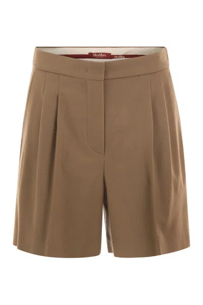 Max Mara Mstragazza - Tailored Pure Virgin Wool Bermuda Shorts In Brown