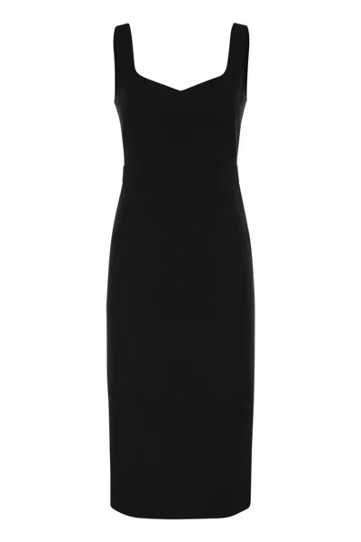 Max Mara Maxmara Studio Mstsala – Fitted Midi Dress In Triacetate And Polyester In Black