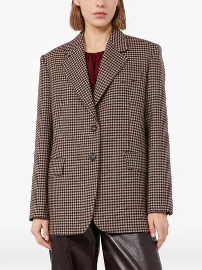 Max Mara Mstsalice Check-pattern Virgin-wool Blazer In Multi