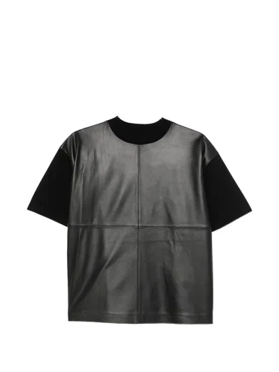 Max Mara Mstsegale Short-sleeve Leather T-shirt In Black