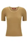 Max Mara Short Sleeve Knit Top Mstsequoia In Gold