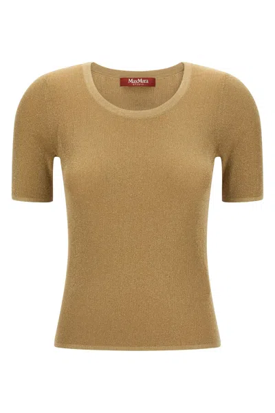 Max Mara Short Sleeve Knit Top Mstsequoia In Metallic