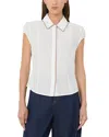 Max Mara Mstskipper Collared Button Up Blouse In White
