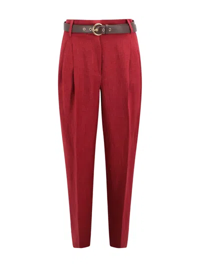 Max Mara Mstsumero Linen Trousers  In Red