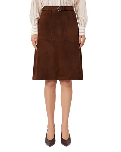 Max Mara Msttennis Suede Skirt In Brown