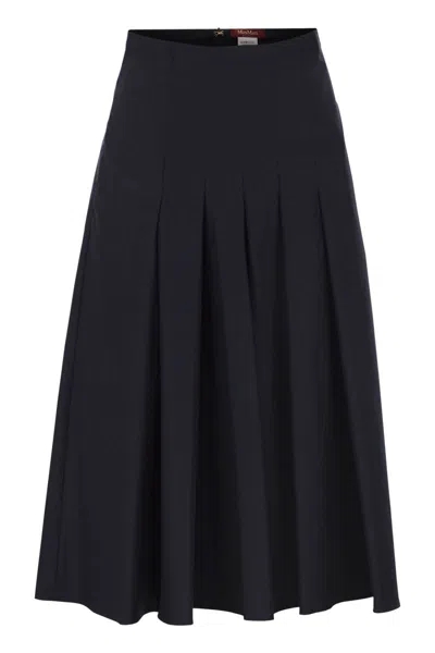 Max Mara Mstvolume - Cotton Pleated Skirt In Black