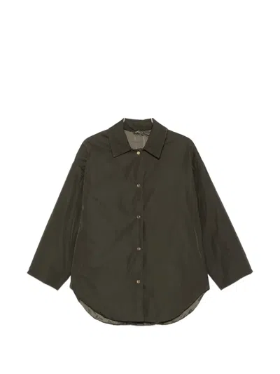 Max Mara Mtccarlotta Logo-engraved Snap-button Coat In Gray