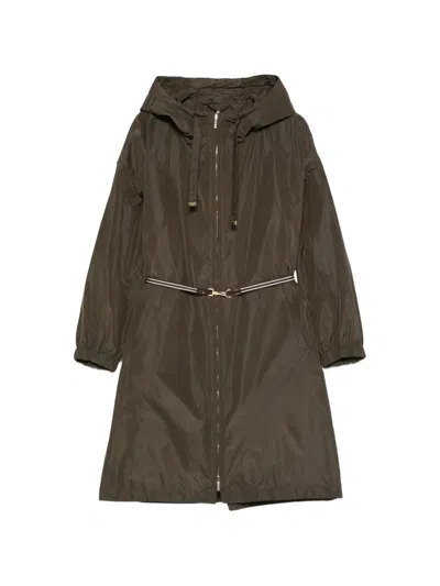 Max Mara Water-repellent Taffeta Parka In Green