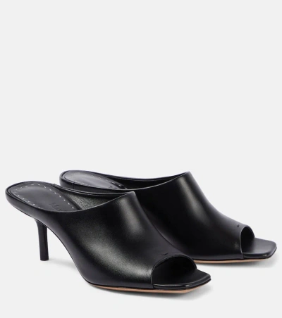 Max Mara Muleopentoe 65 Leather Mules In Black