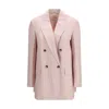 Max Mara Ombrosa Double Breasted Wool Blazer Jackets Rose In Pink