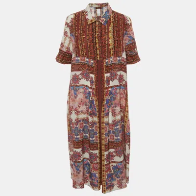 Max Mara Multicolor Printed Silk Midi Dress