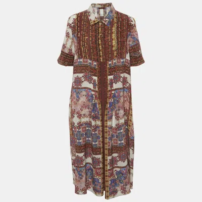Pre-owned Max Mara Multicolor Printed Silk Midi Dress S