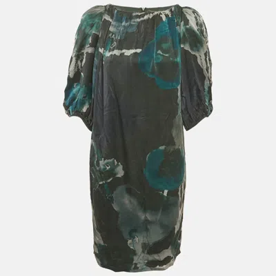 Max Mara Multicolor Printed Silk Shift Dress In Green