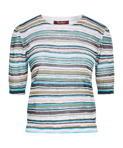 Max Mara Multicolor Striped Boat-neck Knit Top