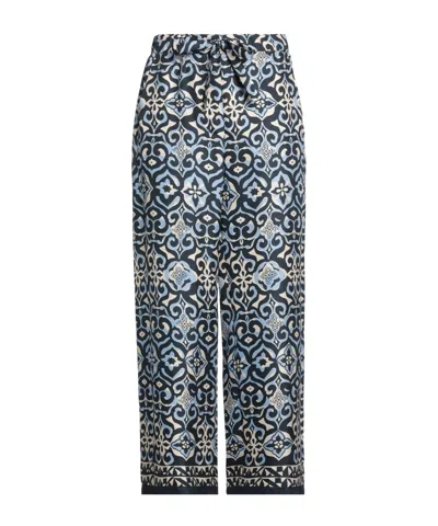 Max Mara Multicolored Wide-leg Trousers In Blue