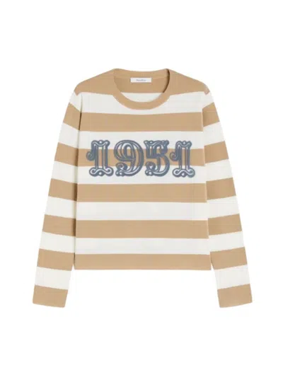 Max Mara Embroidered Wool Viterbo Sweater In Brown