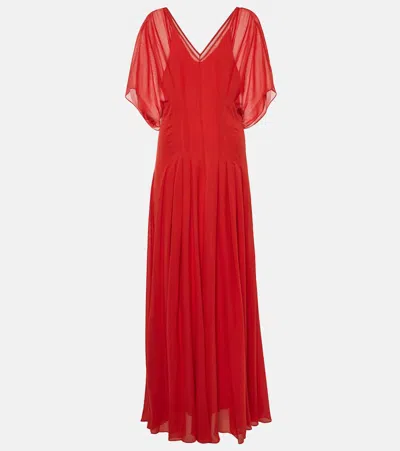 Max Mara Murge Draped Silk Gown In Red