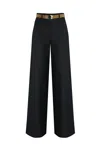 Max Mara Murge Trousers In Cotton And Linen In Denim Blue In Black