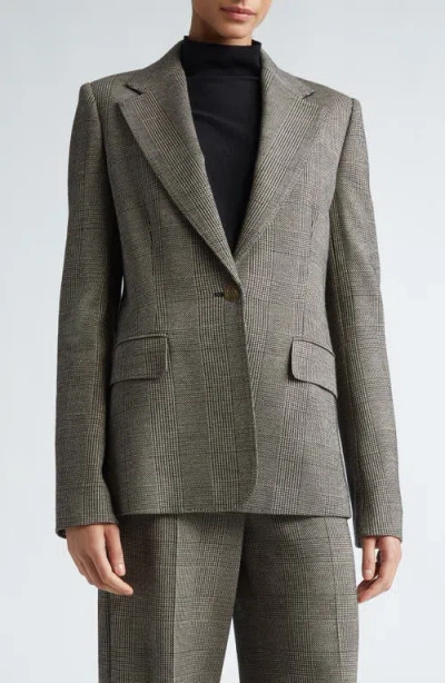 Max Mara Muschio Houndstooth Wool Blend Blazer In Black Multi
