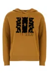 Max Mara Sphinx Jacquard Hooded Sweatshirt With Graphic Print In Beige