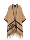 Max Mara Fringed Leather-trimmed Wool-jacquard Cape