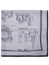 Max Mara Patterned Silk Scarf In Blue