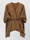 Max Mara Mxacolomba Cape Belted Waist Asymmetric Hem In Brown