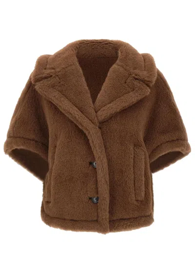 Max Mara Mxacorvino4 Teddy Fabric Cape In Brown