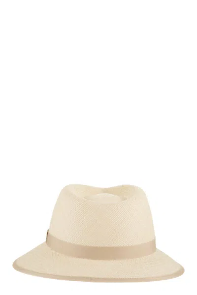 Max Mara Mxadolmen - Woven Straw Hat With Grosgrain Band In Neutral