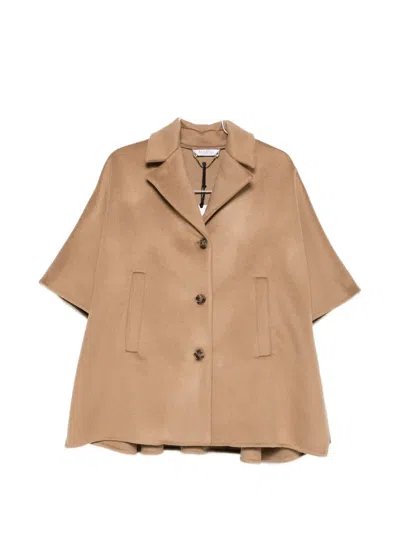 Max Mara Mxagocce Buttoned Coat In Brown