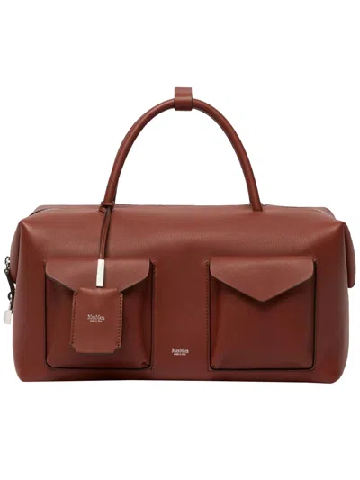 Max Mara Mxaholdallcargo Pocket Top Handle Tote Bag In Brown